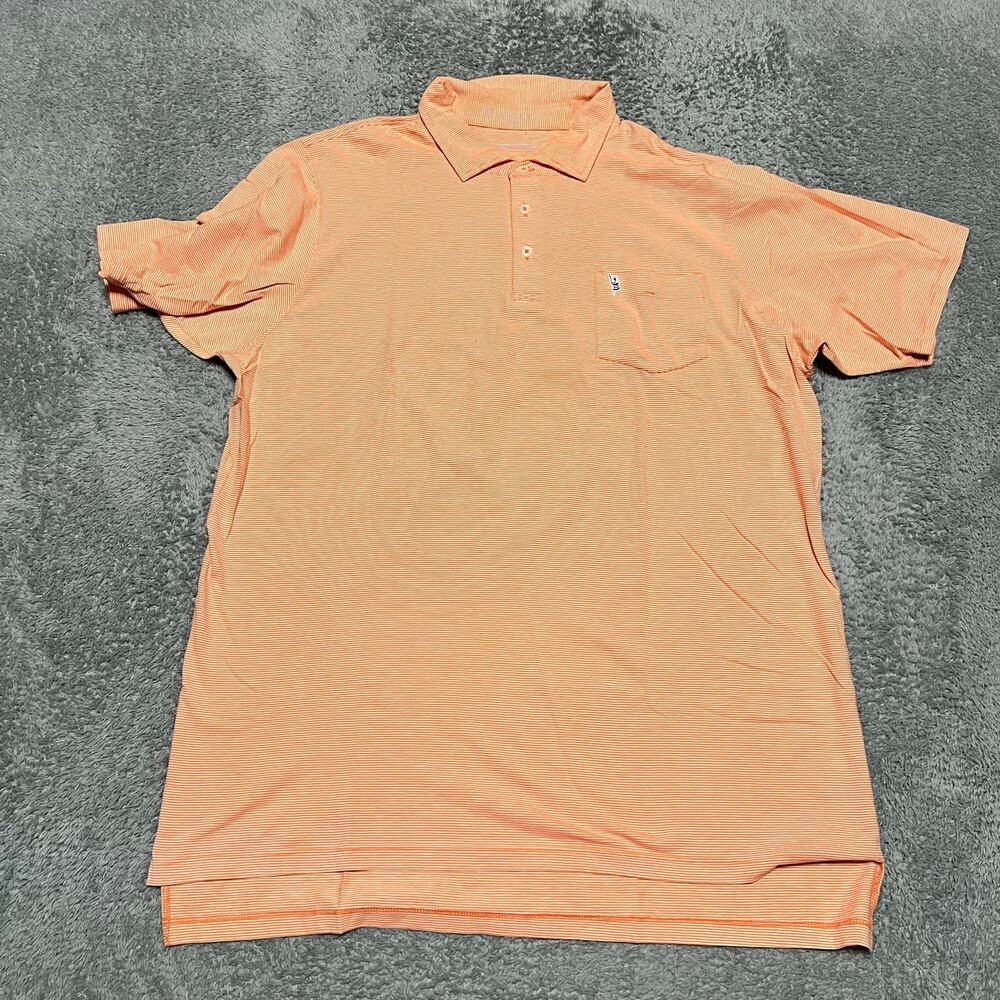 B Draddy Polo Shirt Mens Large Orange Striped Golf Pima